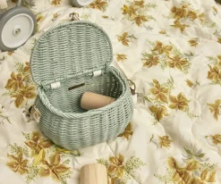 Niños Olli Ella Bolsito Ratán Mini Chari Vintage Blue