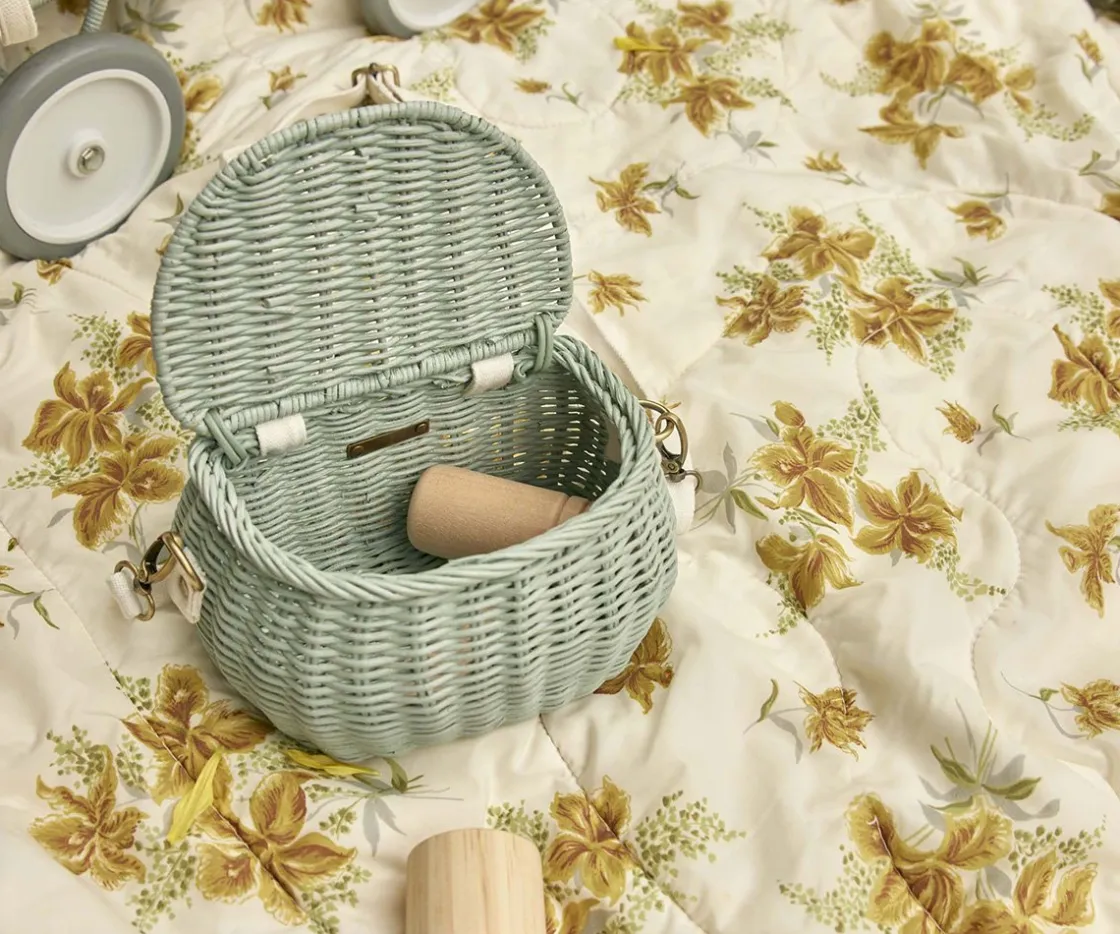 Niños Olli Ella Bolsito Ratán Mini Chari Vintage Blue