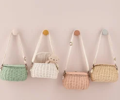 Niños Olli Ella Bolsito Ratán Mini Chari Vintage Blue