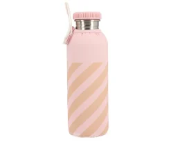 Monnëka Botella Acero con Funda Stripes Pink Personalizable 750ml