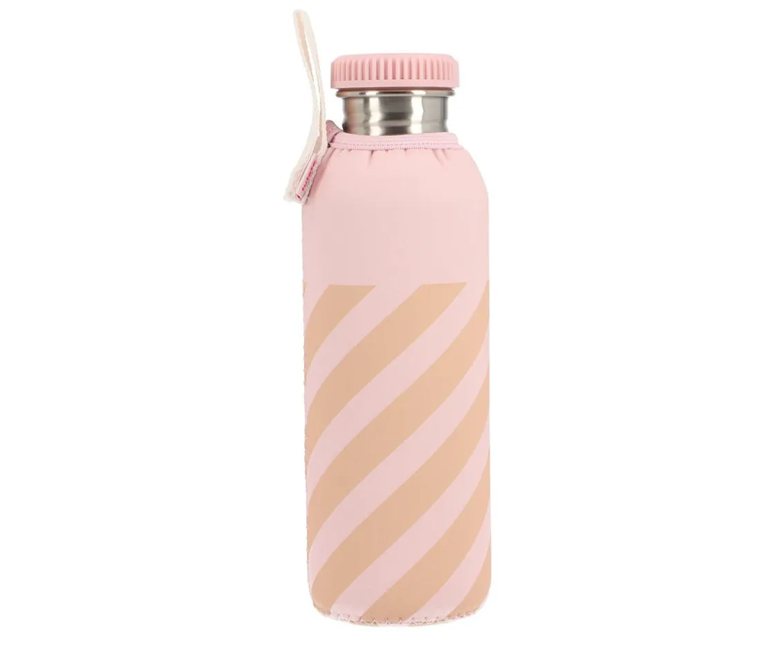Monnëka Botella Acero con Funda Stripes Pink Personalizable 750ml