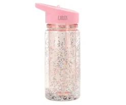 Tutete Botella Plástico con Pajita Glitter Stars Pink Personalizable^ Botellas De Plástico