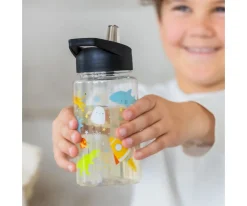 A Little Lovely Company Botella Plástico con Pajita Galaxy 450ml^ Botellas De Plástico