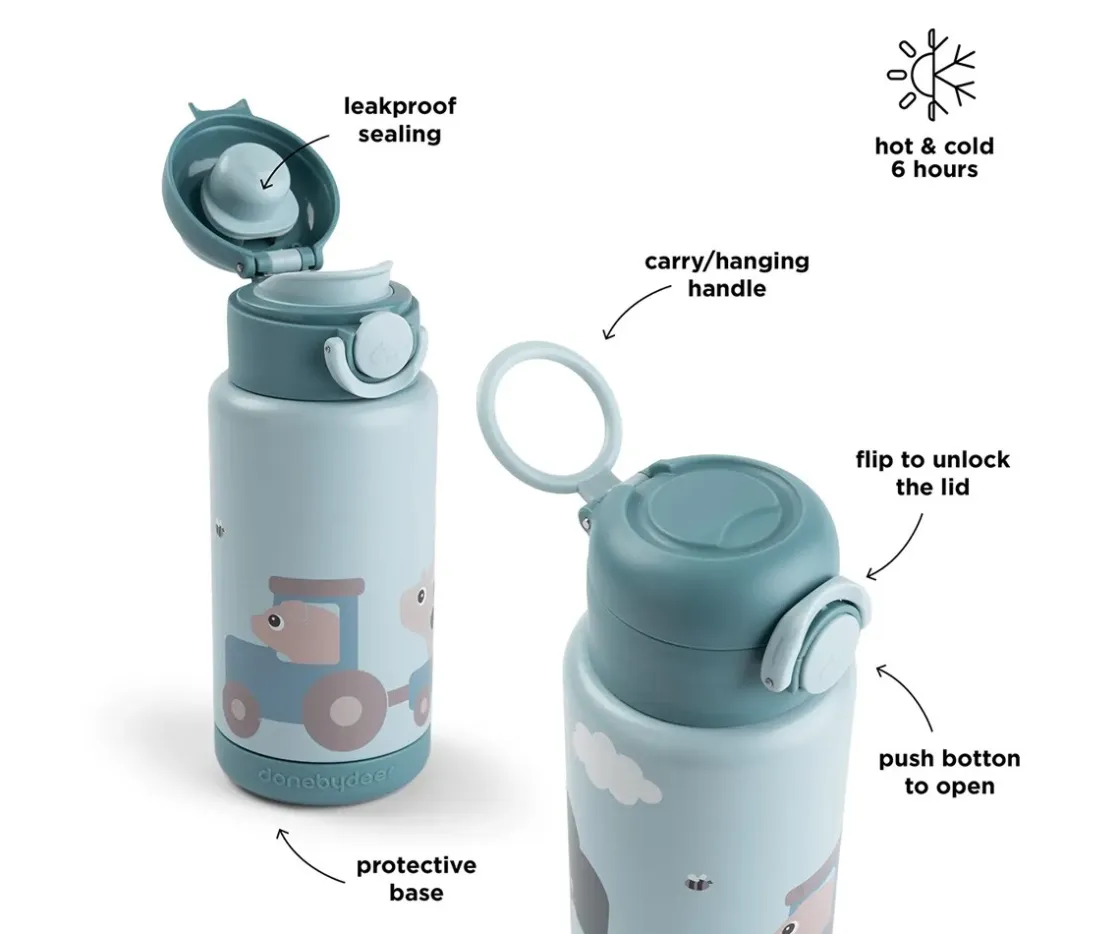 Done by Deer Botella Térmica Tiny Farm Blue 340 ml