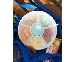 GöBe Caja Almuerzo Snack Spinner Flip, Correa de Mano y Hoja de Pegatinas Macaron Blue^ Cajas De Almuerzo