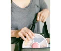 GöBe Caja Almuerzo Snack Spinner Flip, Correa de Mano y Hoja de Pegatinas Coral Pink