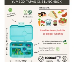 Yumbox Caja Almuerzo Tapas Antibes Blue Bandeja Jungla Pastel 5 Compartimentos^ Cajas De Almuerzo