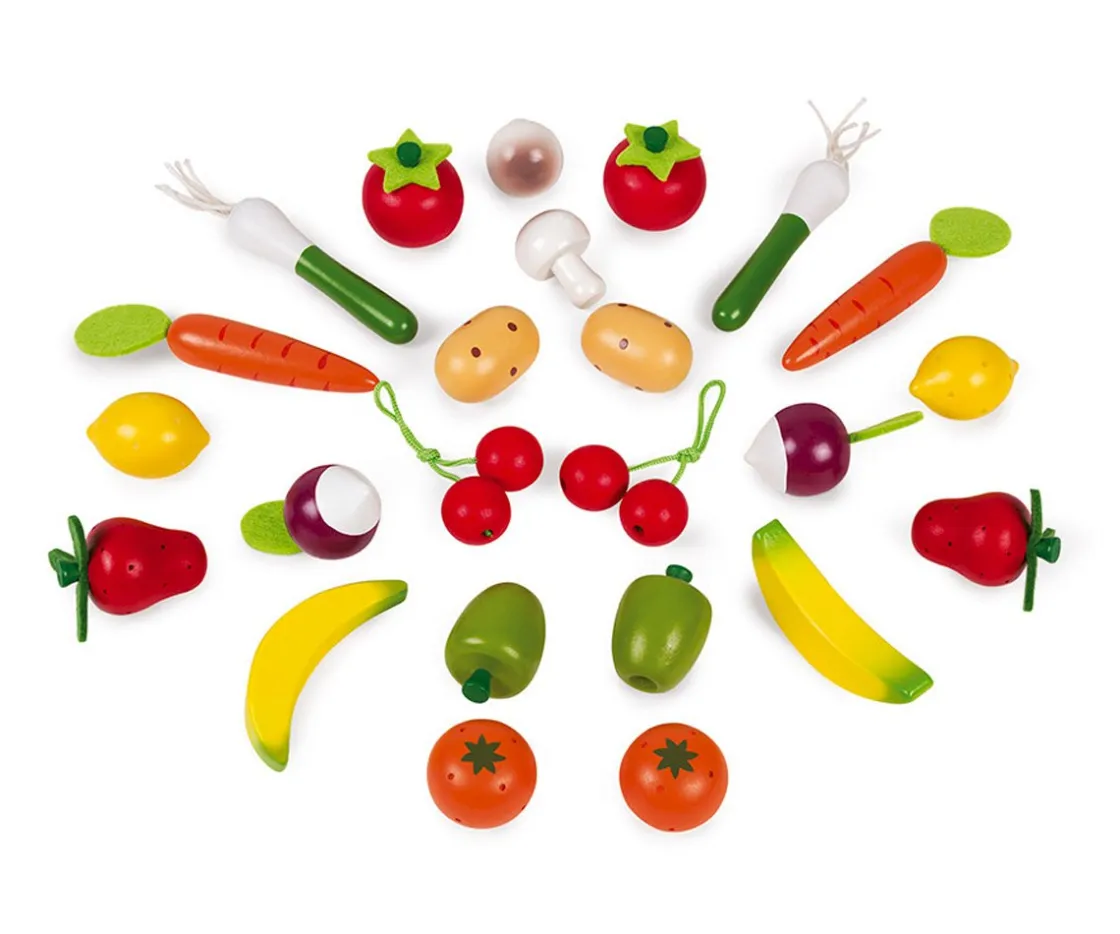 Niños Janod Cesta con 24 Frutas y Verduras