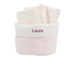 Cristina de Jos'h Cesta con secababitas Dorset Rosa Personalizable^Niños Organizadores De Baño
