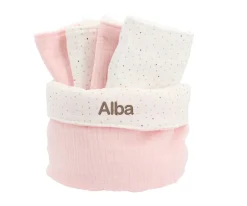 Cristina de Jos'h Cesta con Secababitas Rainbow Dots Rosa Personalizable^Niños Organizadores De Baño