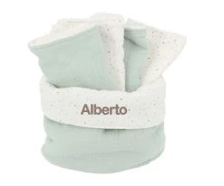 Cristina de Jos'h Cesta con Secababitas Rainbow Dots Verde Personalizable^Niños Organizadores De Baño