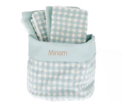 Niños Cristina de Jos'h Cesta con Secababitas Vichy Verde Personalizable