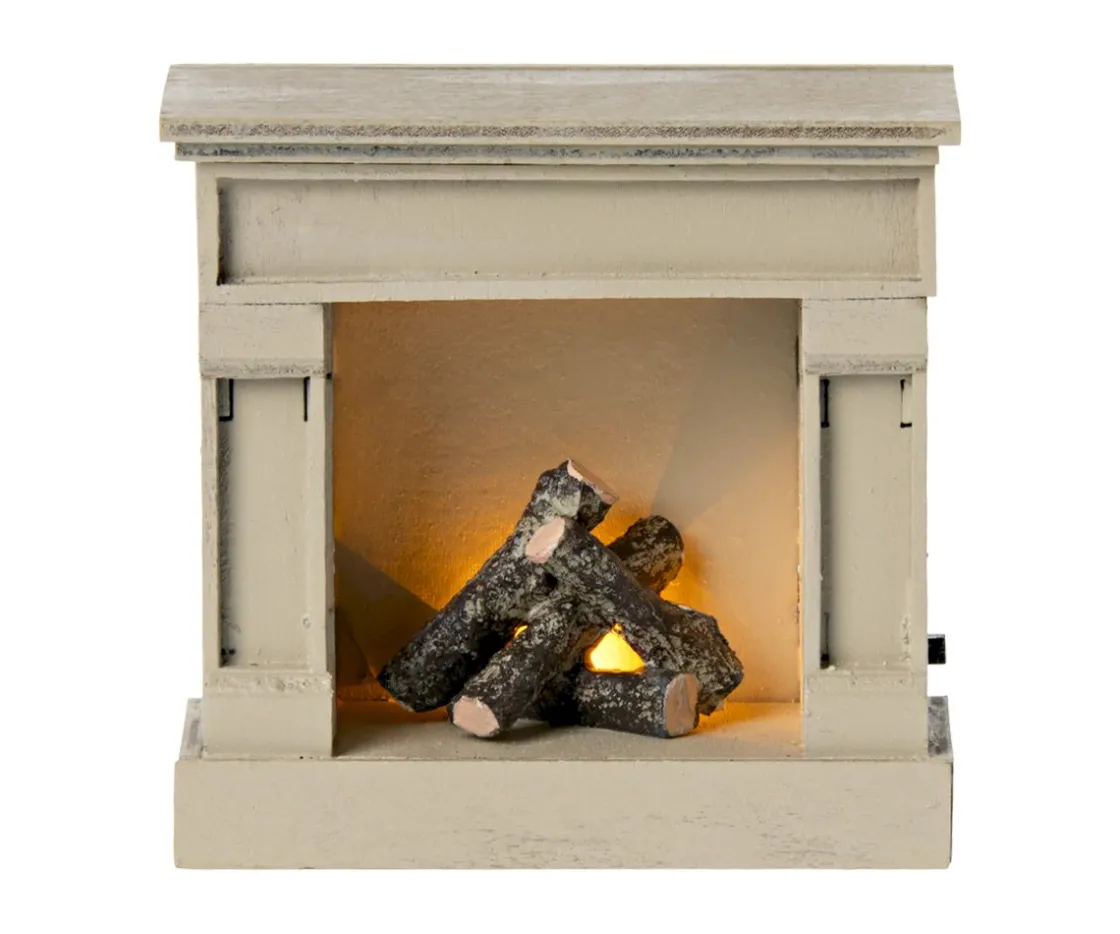 Maileg Chimenea Ratón Off White^Niños Casa De Muñecas De Madera