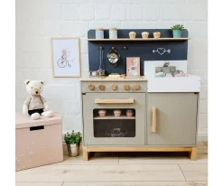 Niños Musterkind Cocina de Madera Linum Gris Cálido/Natural