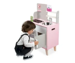 Niños Janod Cocina de Madera Macaron Blanca y Rosa