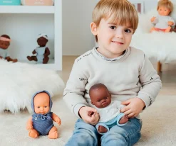 Niños Miniland Conjunto Punto Pelele y Gorro Azul Muñeco 21cm