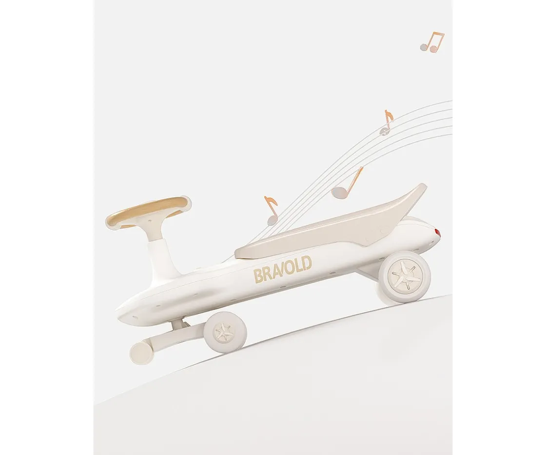 Bravold Correpasillos Patín Long Rider con Luz,Música y Ruedas Silenciosas Moca^Niños Patinetes