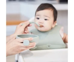 b.box Cuenco de Silicona con Tapa Sage^ Vajilla Infantil
