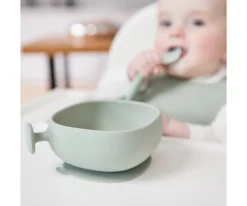 b.box Cuenco de Silicona con Tapa Sage^ Vajilla Infantil