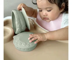 Miniware Cuenco de Silicona con Tapa y Ventosa Sage^ Vajilla Infantil