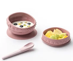 Miniware Cuenco de Silicona con Tapa y Ventosa Rasberry^ Vajilla Infantil