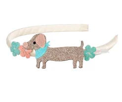 Souza Diadema Infantil Puck Glitter con Flores y Perrito Dachsund^ Accesorios De Pelo