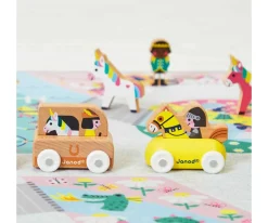 Niños Janod Furgoneta Unicornio de Madera Reino Encantado Cross Roads Blanco