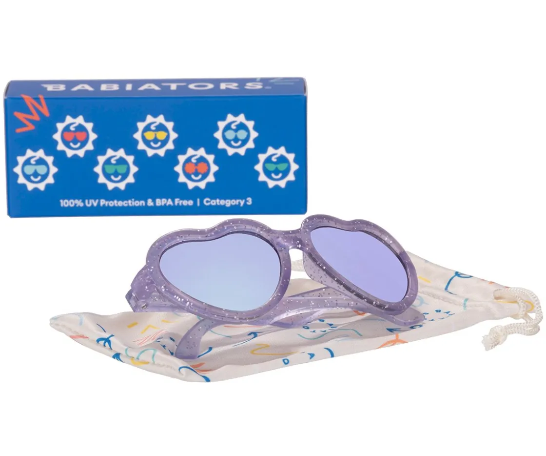 Babiators Gafas de Sol Flexibles Hearts (3-5años) Lavender Shimmer Purple Mirrored Lenses^Niños Gafas De Sol Para Niños