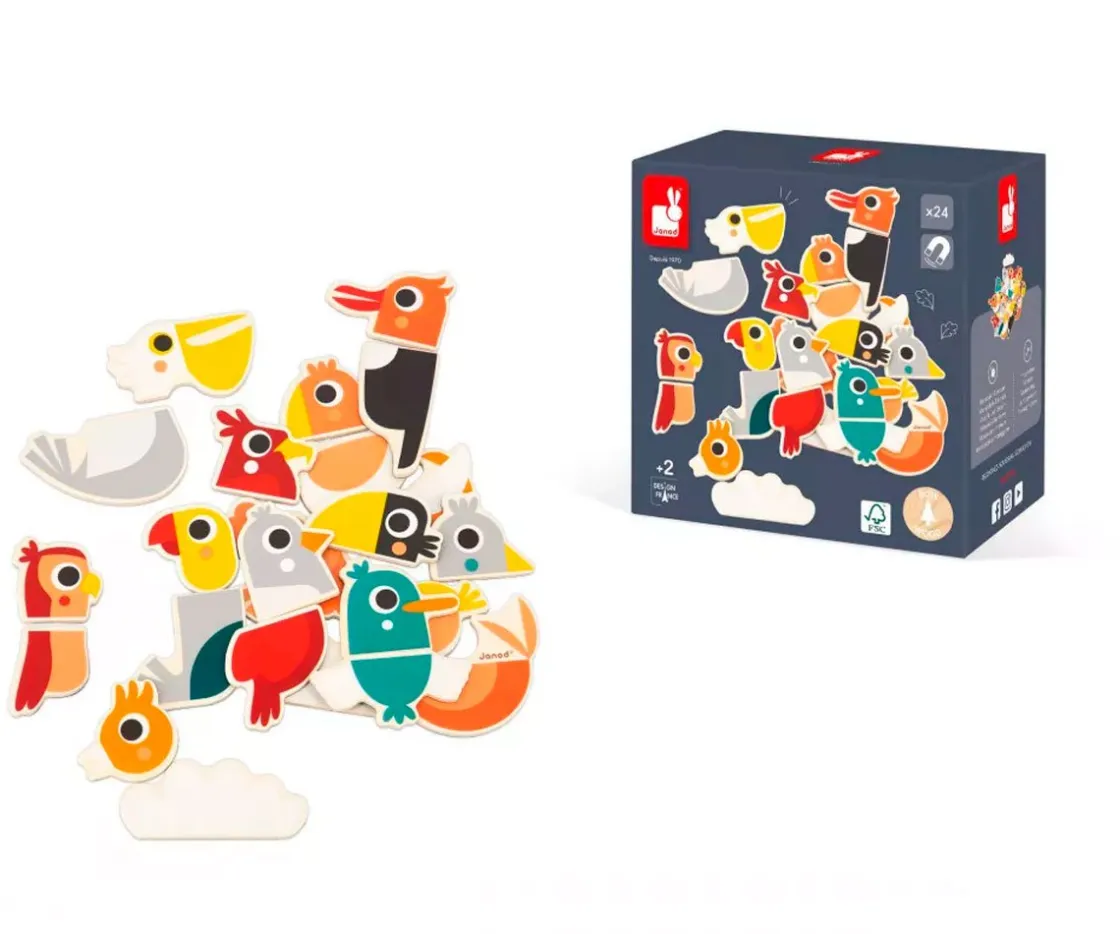 Niños Janod Imanes Mix & Match de Aves 24 Piezas