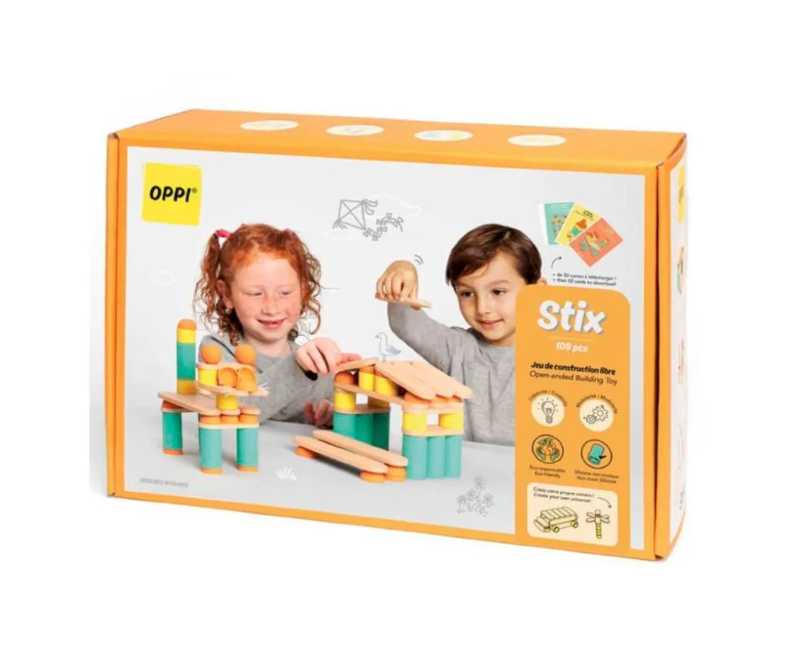 Niños Oppi Kit Construcción Stix 108 piezas