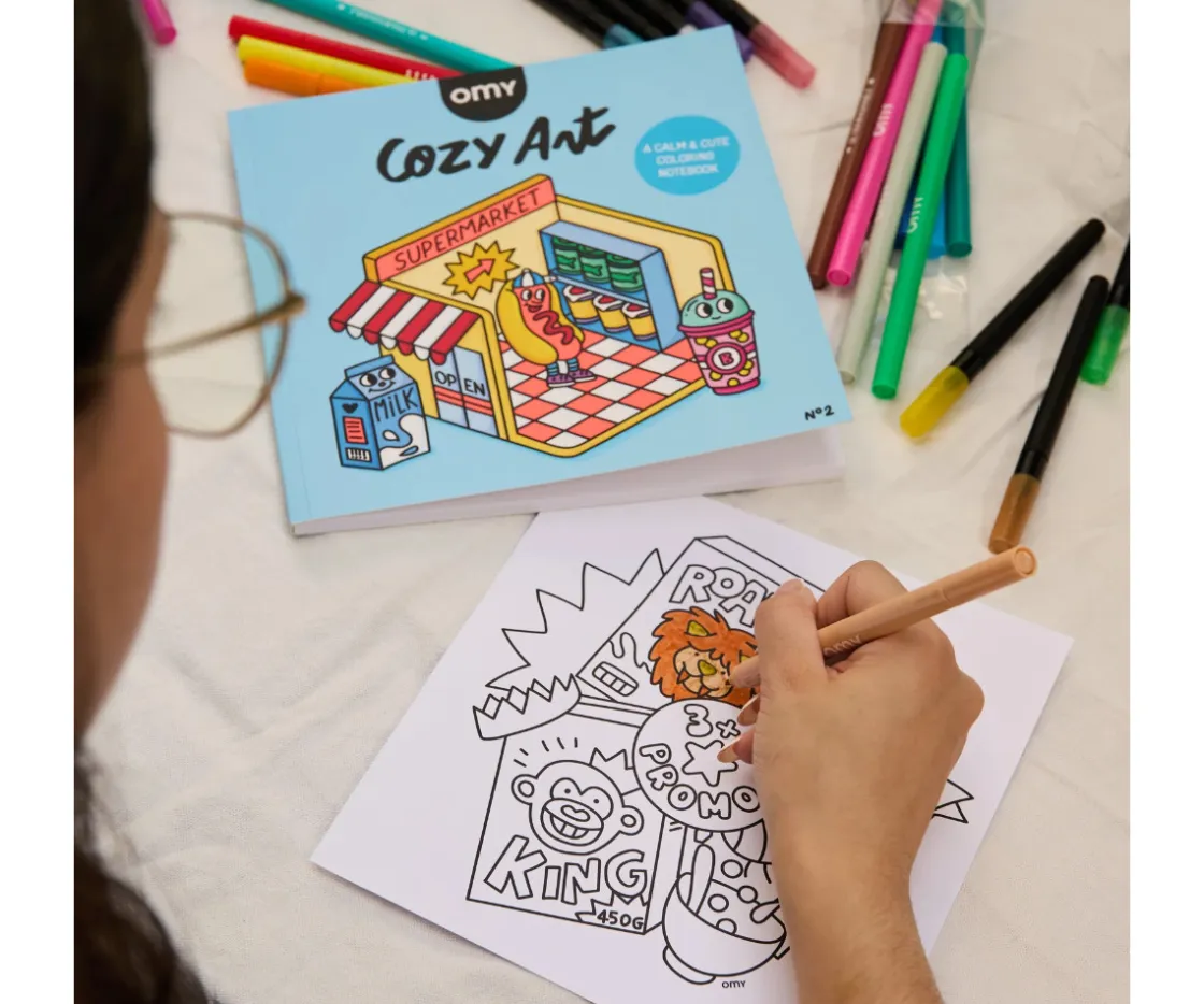 Omy Libro para Colorear Cozy Art Supermarket^Niños Manualidades Para Niños