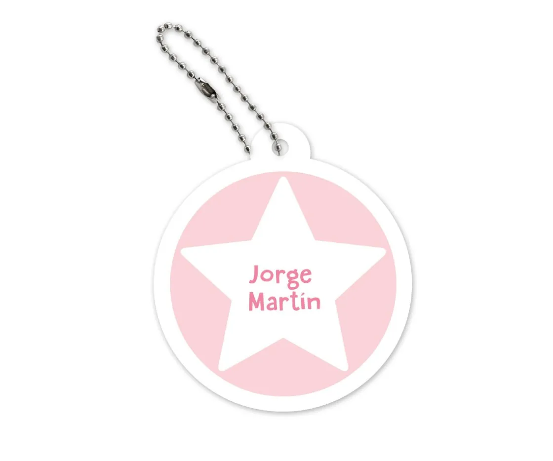 Tutete Llavero Redondo Mochila Rosa Estrella^ Llaveros Personalizados