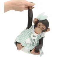 Niños Así Lola La Chimpacé con Vestido Cuadros Verde y Lazo de Tul