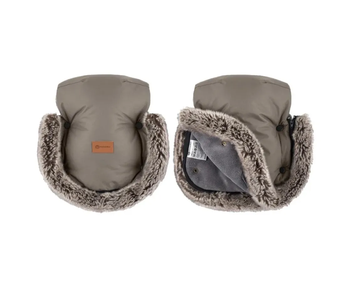 Petite&Mars Manoplas Térmicas Impermeables para Carrito Furry Mocha Mousse^Niños Accesorios Carrito Bebé