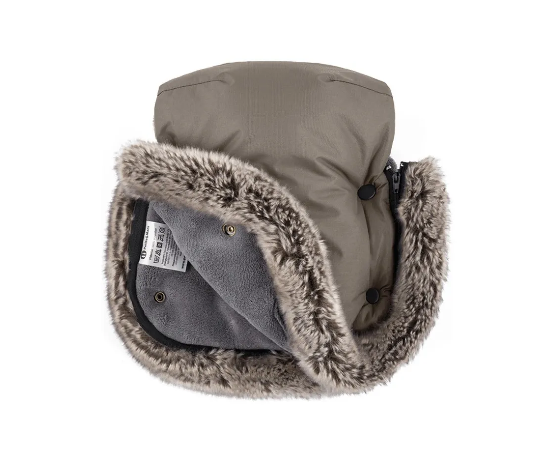 Petite&Mars Manoplas Térmicas Impermeables para Carrito Furry Mocha Mousse^Niños Accesorios Carrito Bebé