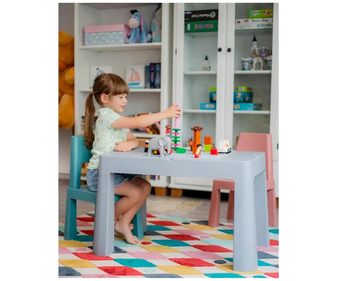Niños Teggi Mesa Multifunción Gris/Old Rose/Turquesa