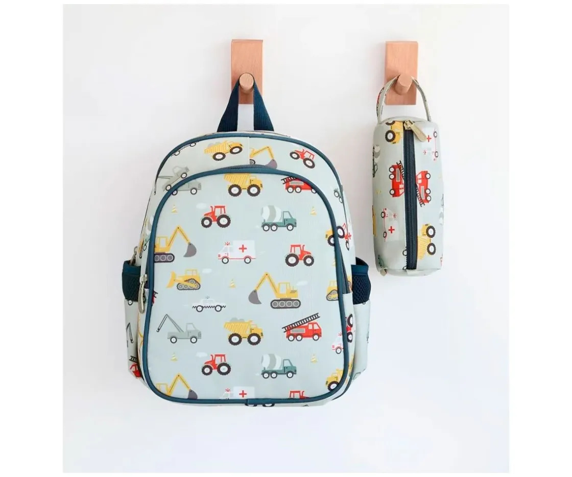 A Little Lovely Company Mochila con Bolsillo Térmico Vehicles^ Mochilas Preescolar