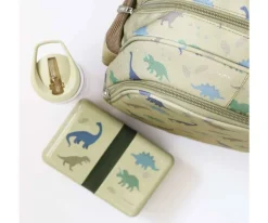 A Little Lovely Company Mochila con Bolsillo Térmico Dinosaurios + Llavero T-Rex Regalo