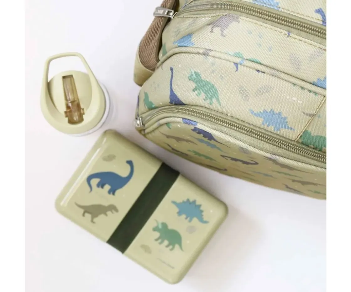 A Little Lovely Company Mochila con Bolsillo Térmico Dinosaurios + Llavero T-Rex Regalo