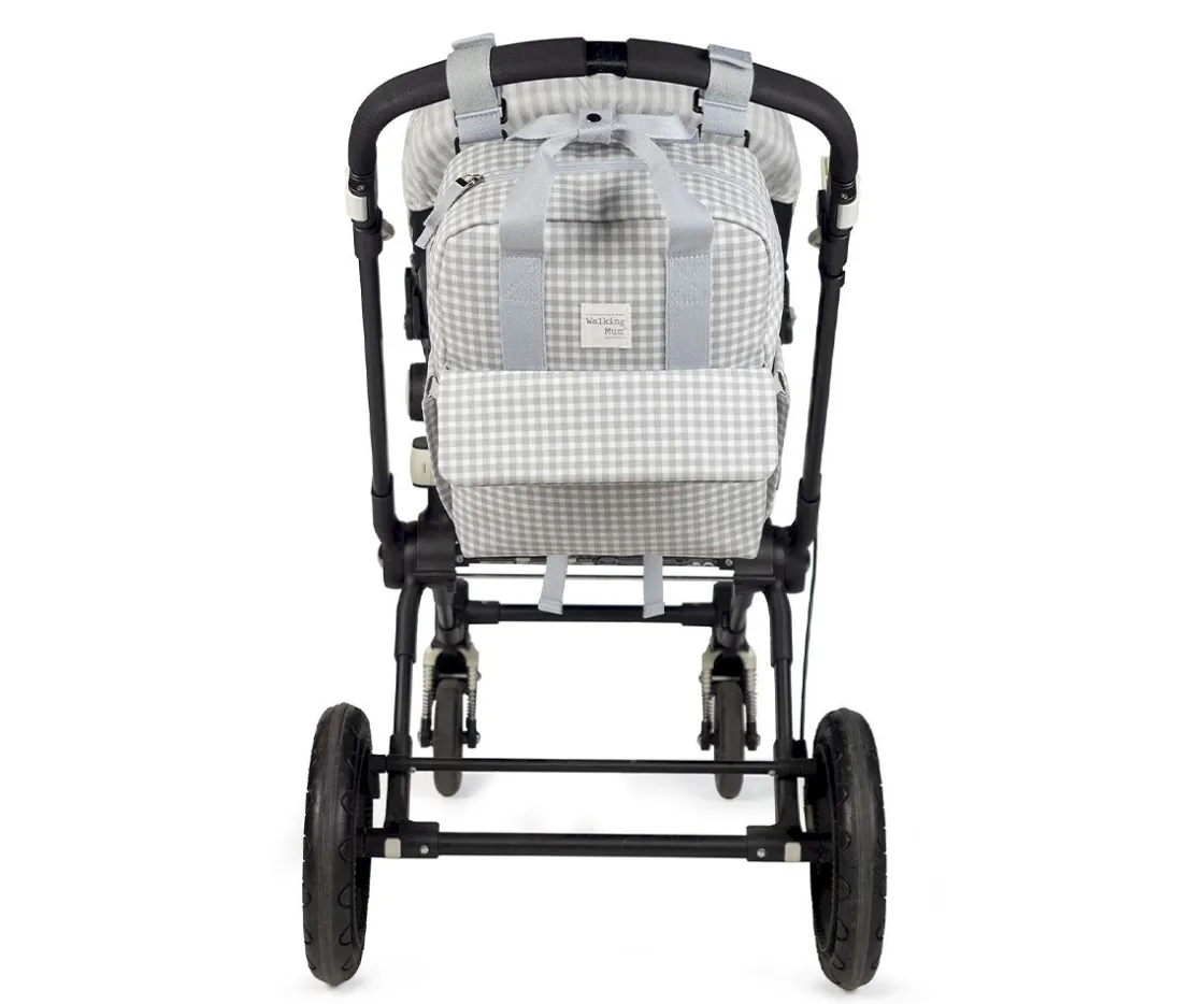 Walking Mum Mochila para Silla de Paseo I Love Vichy Gris^Niños Bolsos Carro Bebé
