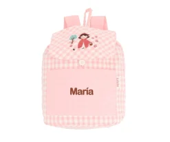 Tutete Textil Mochila Pequeña Vichy Little Red Personalizable
