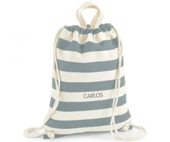 Tutete Textil Mochila Saco Nautical Natural-Gris Personalizable^ Mochilas Saco Infantiles