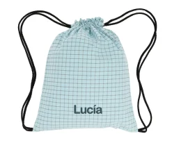 Cristina de Jos'h Mochila Saco Nordic Check Blue Personalizable^ Mochilas Saco Infantiles