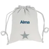 Tutete Textil Mochila Saco Personalizada Piqué Estrella Gris^ Mochilas Saco Infantiles