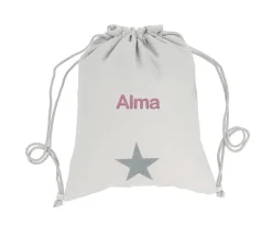 Tutete Textil Mochila Saco Personalizada Piqué Estrella Gris^ Mochilas Saco Infantiles