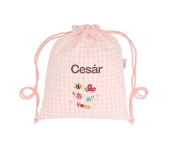 Tutete Textil Mochila Saco Vichy Bugs Personalizable
