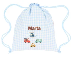 Tutete Textil Mochila Saco Vichy City Cars Personalizable