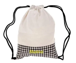 Cristina de Jos'h Mochila Saco Vichy Negro Personalizable^ Mochilas Saco Infantiles