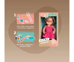 Niños Miniland Muñeca Caucásica Síndrome con Gafas 38 cm My Friends & Me