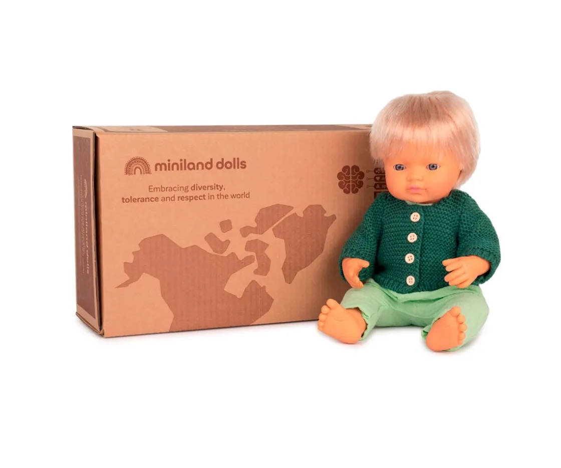 Niños Miniland Muñeco Bebé Caucásico 38 cm con Conjunto Forest